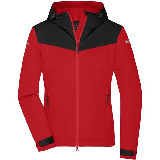 eine rote und schwarze jacke mit kapuze Ladies' Allweather Jacket - Leichte, gefütterte Outdoor Softshelljacke für extreme Wetterbedingungen (Bild 1)