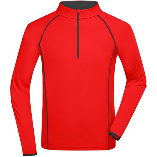 ein rotes herrenhemd Men's Sports Shirt Longsleeve - Langarm Funktionsshirt für Fitness und Sport (Bild 1)