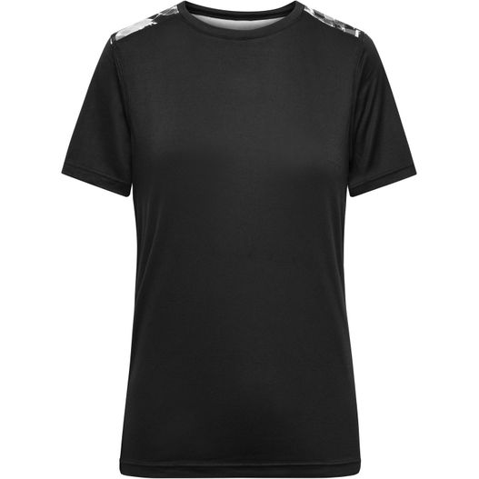 ein schwarzes hemd mit einem weißen streifen auf der seite Ladies' Sports Shirt - Funktionsshirt aus recyceltem Polyester für Sport und Freizeit (Bild 1)