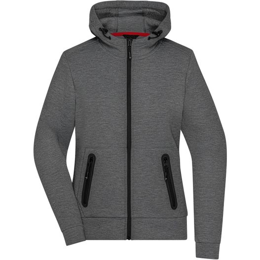 Ladies' Hooded Jacket - Kapuzenjacke mit modischen Details in Melange-Optik (Bild 1)