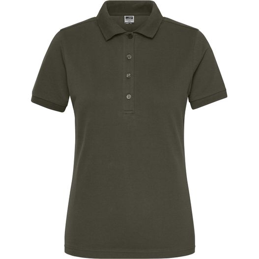 ein frauen poloshirt in olivengrün Ladies' BIO Stretch-Polo Work - SOLID - - Polo aus weichem Elastic-Piqué (Bild 1)