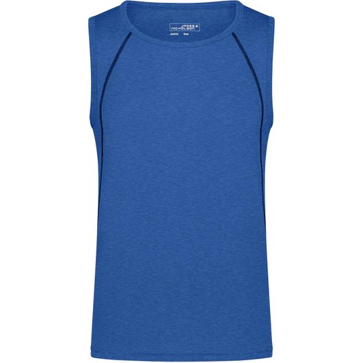 ein blaues tanktop mit einem reißverschluss ausschnitt Men's Sports Tanktop - Funktionstop für Fitness und Sport (Bild 1)