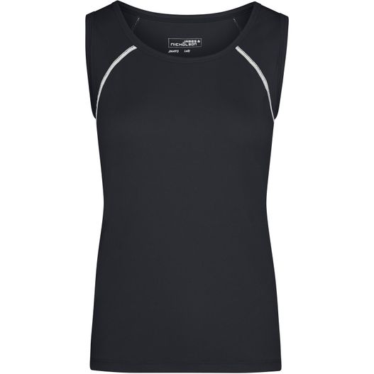 eine schwarze spitze mit einem weißen streifen auf der seite Ladies' Sports Tanktop - Funktionstop für Fitness und Sport (Bild 1)