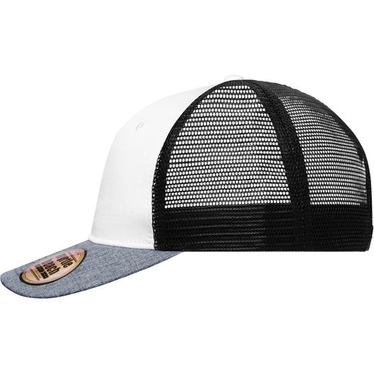 weißer und schwarzer hut mit schwarzem mesh 6 Panel Mesh Cap Mélange - Stylische Mesh Cap in moderner Mélange-Optik (Bild 1)
