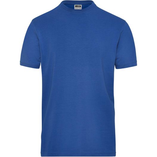 ein blaues t-shirt mit einem weißen logo auf der brust Men's BIO Stretch-T Work - SOLID - - T-Shirt aus weichem Elastic-Single-Jersey (Bild 1)