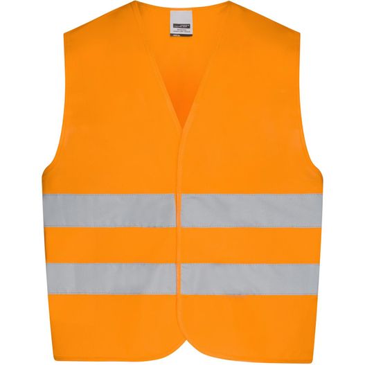 eine orange sicherheitsweste mit reflektierenden streifen Safety Vest Kids - Leicht zu bedruckende Sicherheitsweste in Einheitsgröße (Bild 1)