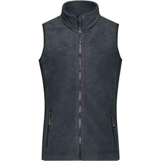 eine schwarze weste mit reißverschluss und reißverschluss Ladies' Workwear Fleece Vest - STRONG - - Strapazierfähige Fleeceweste im Materialmix (Bild 1)