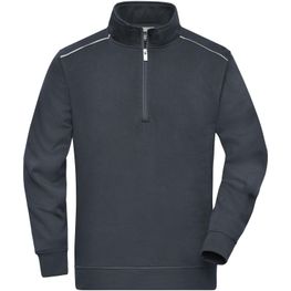Workwear Half-Zip Sweat - SOLID - - Sweatshirt mit Stehkragen, Reißverschluss und Kontrastpaspel