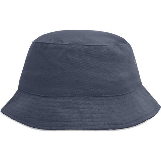 ein navy bucket hut mit einem kleinen weißen logo auf der vorderseite Fisherman Piping Hat - Trendiger Hut aus weicher Baumwolle (Bild 1)