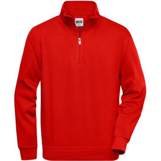 ein rotes flaee zip-sweatshirt mit einem weißen logo auf der brust Workwear Half Zip Sweat - Sweatshirt mit Stehkragen und Reißverschluss (Bild 1)