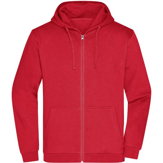 ein roter kapuzenpullover mit kapuze auf der vorderseite Men's Promo Zip Hoody - Klassische Sweatjacke mit Kapuze (Bild 1)