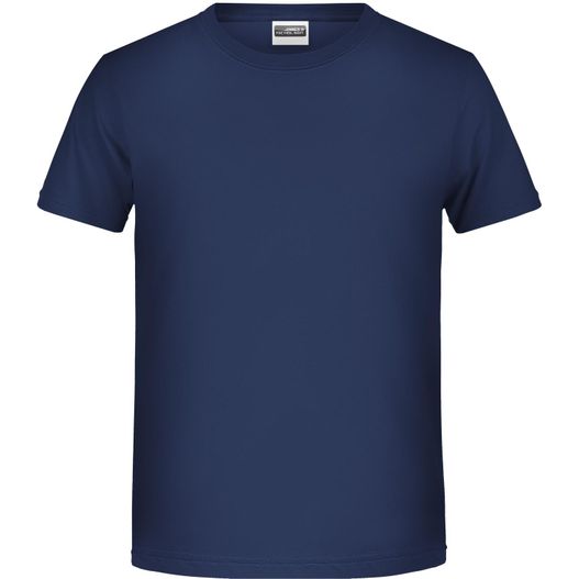 ein navy t shirt mit einem weißen logo auf der brust Boys' Basic-T - T-Shirt für Kinder in klassischer Form (Bild 1)