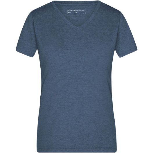 ein frauenblau v - halshemd Ladies' Heather T-Shirt - Modisches T-Shirt mit V-Ausschnitt (Bild 1)