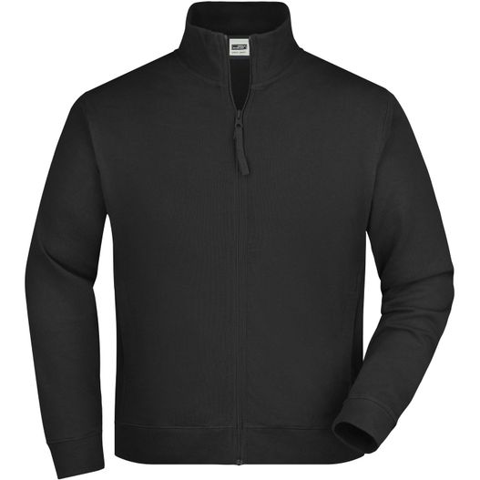 eine schwarze jacke mit reißverschluss vorne Sweat Jacket - Klassische Sweatjacke aus French-Terry (Bild 1)