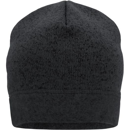 eine schwarze mütze auf weißem hintergrund Knitted Fleece Workwear Beanie - STRONG - - Strickmütze in Melange-Optik (Bild 1)