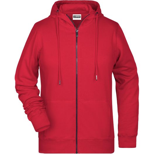 ein roter kapuze mit reißverschluss vorne Ladies' Zip Hoody - Sweatjacke mit Kapuze und Reißverschluss (Bild 1)