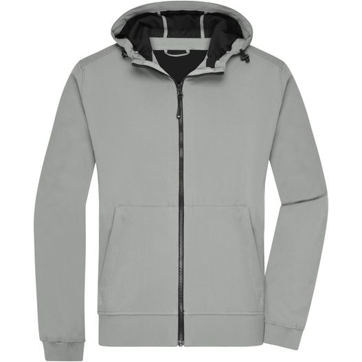 eine graue kapuzenjacke mit kapuze Men's Hooded Softshell Jacket - Softshelljacke mit Kapuze im sportlichen Design (Bild 1)