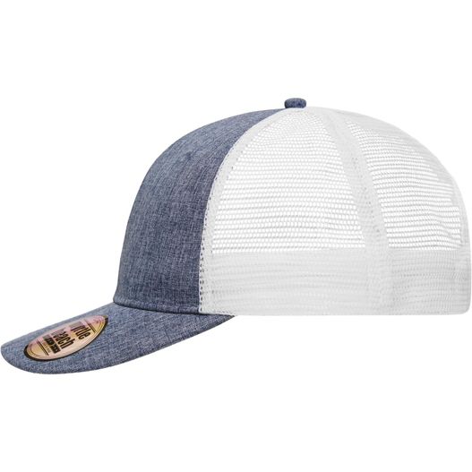 ein weißer und blauer hut mit einem gecheckten visier 6 Panel Mesh Cap Mélange - Stylische Mesh Cap in moderner Mélange-Optik (Bild 1)