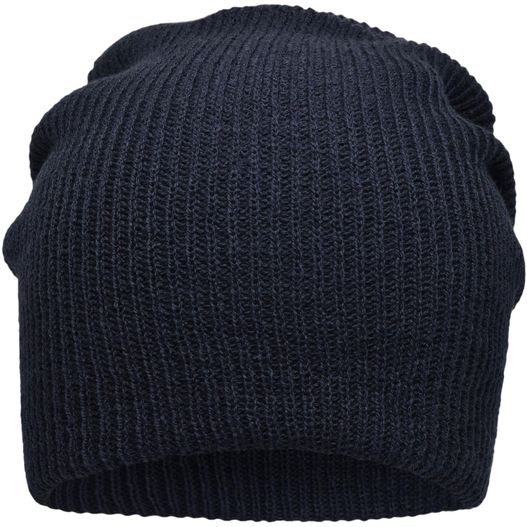 ein schwarz gestrickter mütze auf weißem hintergrund Knitted Long Beanie - Lässige überlange Strickmütze (Bild 1)