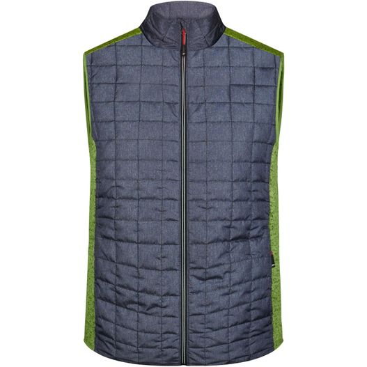 eine blaue weste mit grünen trimmen Men's Knitted Hybrid Vest - Weste im stylischen Materialmix (Bild 1)