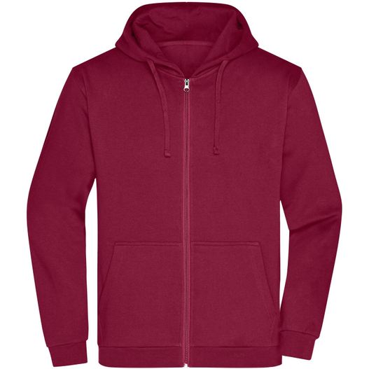 ein maroon reißverschluss hoodie sweatshirt mit einem weißen logo auf der vorderseite Men's Promo Zip Hoody - Klassische Sweatjacke mit Kapuze (Bild 1)
