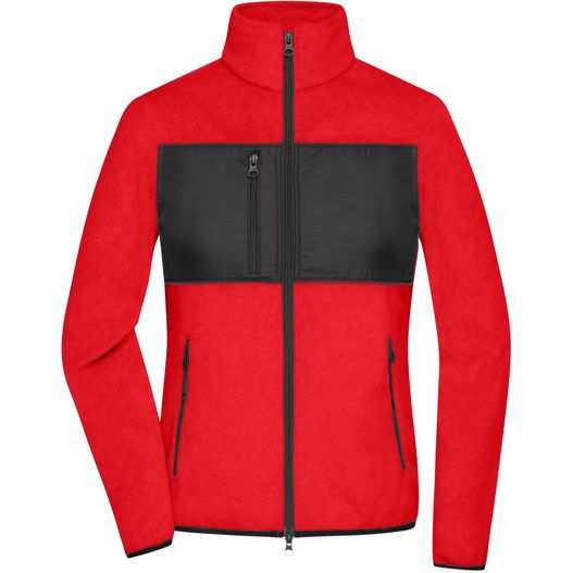 eine rote und schwarze jacke mit reißverschluss Ladies' Fleece Jacket - Fleecejacke im Materialmix (Bild 1)