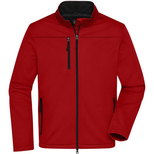 eine rote jacke mit einem schwarzen reißverschluss Men's Softshell Jacket - Klassische Softshelljacke im sportlichen Design aus recyceltem Polyester (Bild 1)