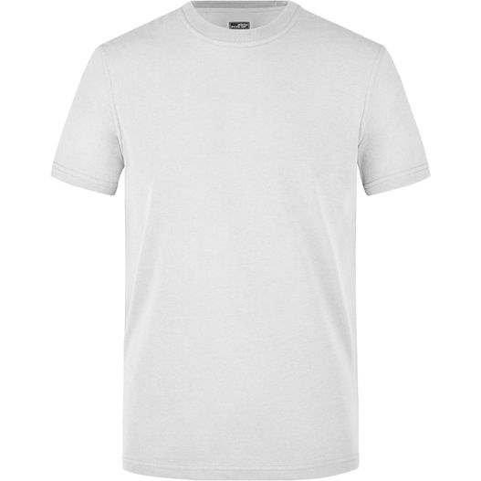 ein weißes t-shirt mit schwarzem logo auf der brust Men's Workwear T-Shirt - Strapazierfähiges und pflegeleichtes T-Shirt (Bild 1)