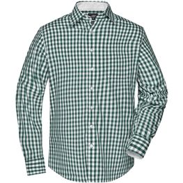 Men's Checked Shirt - Modisches Karoshirt mit Uni-Einsätzen an Kragen und Manschette