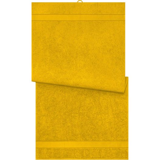 ein gelbes handtuch auf einem weißen hintergrund gefaltet Bath Towel - Badetuch im modischen Design (Bild 1)