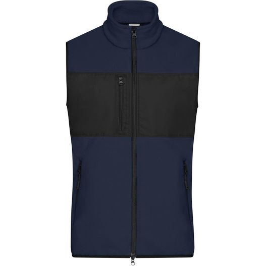 eine blaue weste mit schwarzen akzenten und einem reißverschluss Men's Fleece Vest - Fleeceweste im Materialmix (Bild 1)