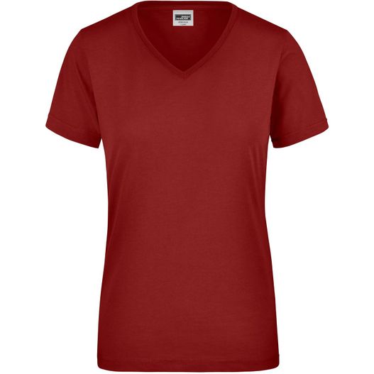ein frauen rot v - hals t - hemd Ladies' Workwear T-Shirt - Strapazierfähiges und pflegeleichtes T-Shirt (Bild 1)