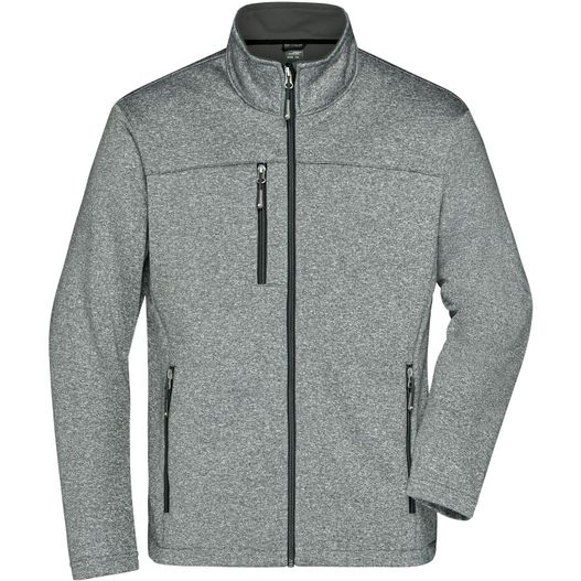 eine graue jacke mit einem reißverschlusskragen Men's Softshell Jacket - Softshelljacke in Melange-Optik (Bild 1)