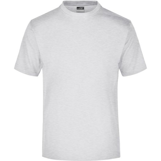 ein weißes t-shirt mit schwarzem logo auf der brust Round-T Medium (150g/m²) - Komfort-T-Shirt aus Single Jersey (Bild 1)