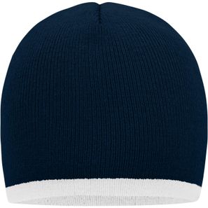 Beanie with Contrasting Border - Enganliegende Strickmütze ohne Umschlag