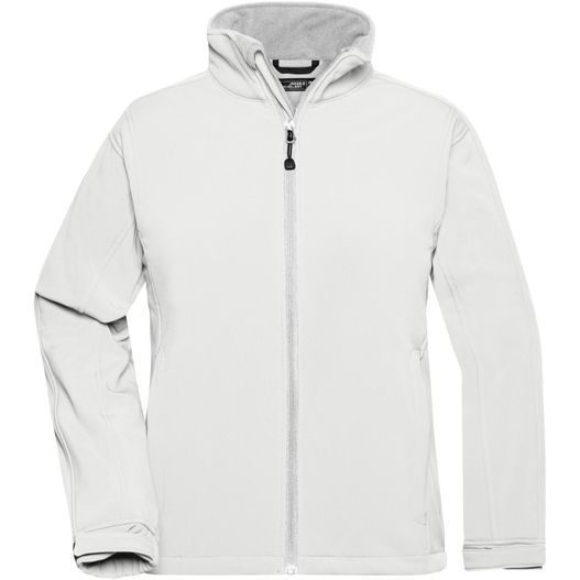 eine weiße jacke mit kapuze darauf Ladies' Softshell Jacket - Trendige Jacke aus Softshell (Bild 1)
