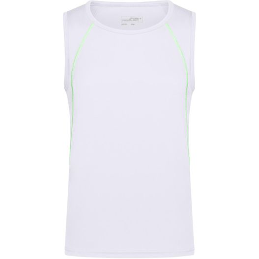 ein weißes tanktop mit neongrünem trimm Men's Sports Tanktop - Funktionstop für Fitness und Sport (Bild 1)