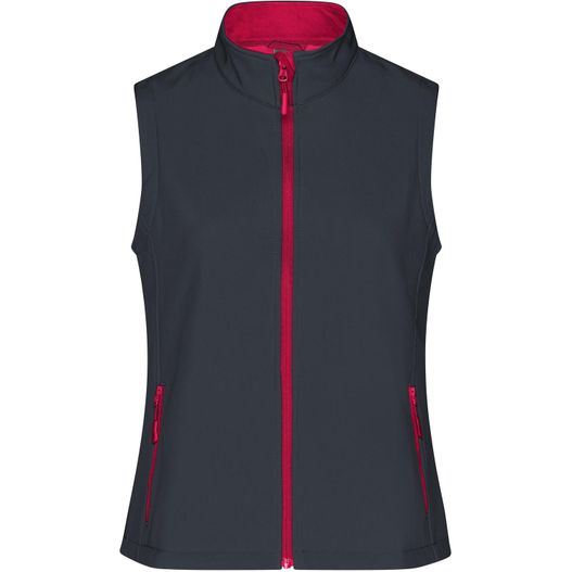 die damen softshell weste in marine mit rotem trimm Ladies' Promo Softshell Vest - Softshellweste für Promotion und Freizeit (Bild 1)