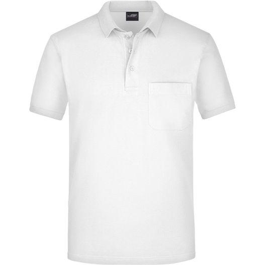 ein weißes poloshirt mit einer tasche Men's Polo Pocket - Klassisches Poloshirt mit Brusttasche (Bild 1)