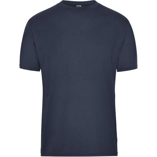 ein navy t - shirt mit einem weißen logo auf der brust Men's BIO Workwear T-Shirt - Strapazierfähiges und pflegeleichtes T-Shirt (Bild 1)