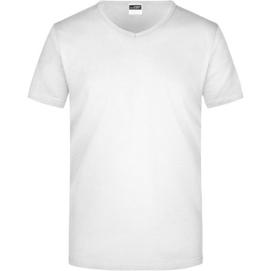 ein weißes t - shirt mit v - hals Men's Slim Fit V-T - Figurbetontes V-Neck-T-Shirt (Bild 1)