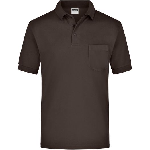 ein braunes poloshirt mit einer tasche Polo-Piqué Pocket - Klassisches Piqué-Polohemd mit Brusttasche (Bild 1)