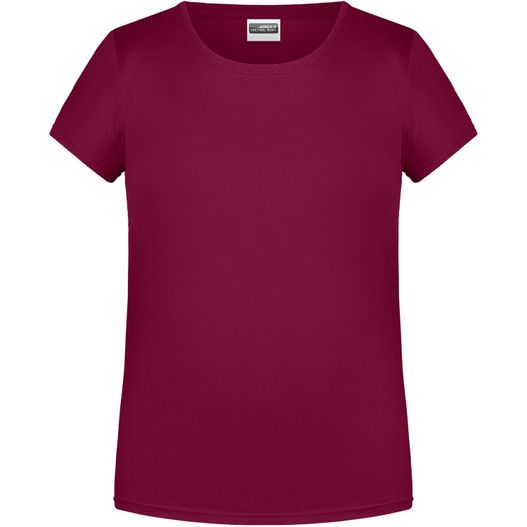 ein frauen t shirt in maroon Girls' Basic-T - T-Shirt für Kinder in klassischer Form (Bild 1)