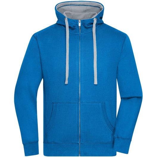 ein blauer kapuze mit kapuze auf der vorderseite Men's Lifestyle Zip-Hoody - Sweatjacke mit Reißverschluss und Kapuze (Bild 1)