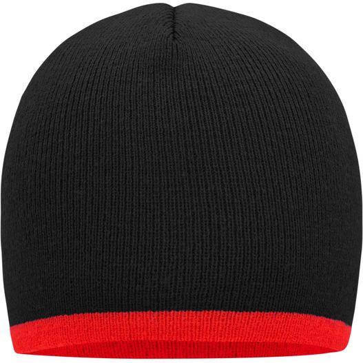 Beanie with Contrasting Border - Enganliegende Strickmütze ohne Umschlag (Bild 1)