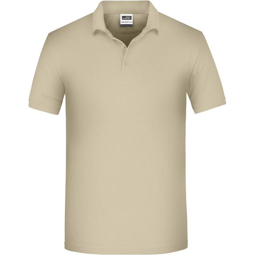 ein beige poloshirt auf weißem hintergrund Men's BIO Workwear Polo - Pflegeleichtes und strapazierfähiges Polo (Bild 1)
