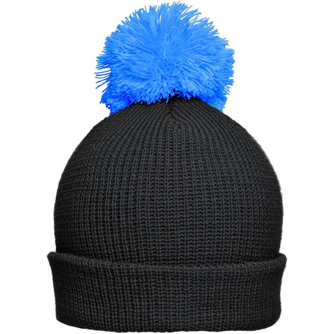 Pompon Hat with Brim - Strickmütze mit Umschlag und Pompon