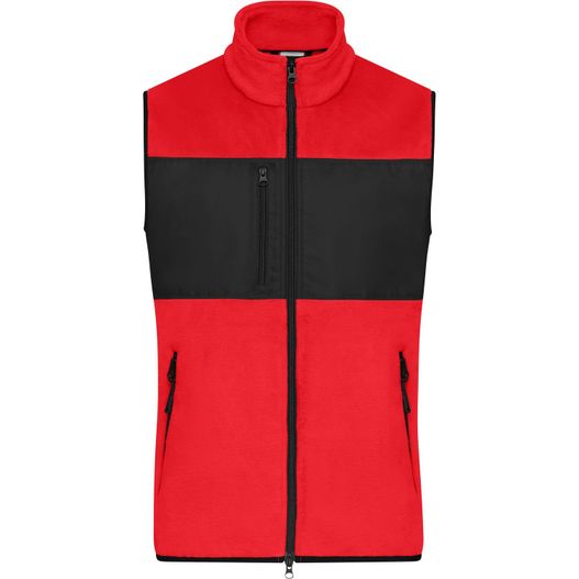 eine rote und schwarze weste mit einem reißverschluss Men's Fleece Vest - Fleeceweste im Materialmix (Bild 1)