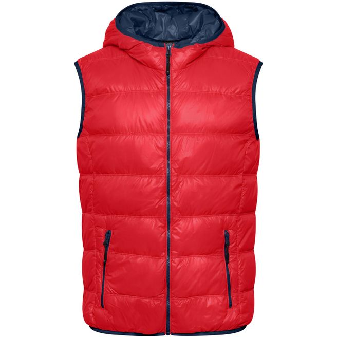 Men's Down Vest - Ultraleichte sportliche Daunenweste mit Kapuze