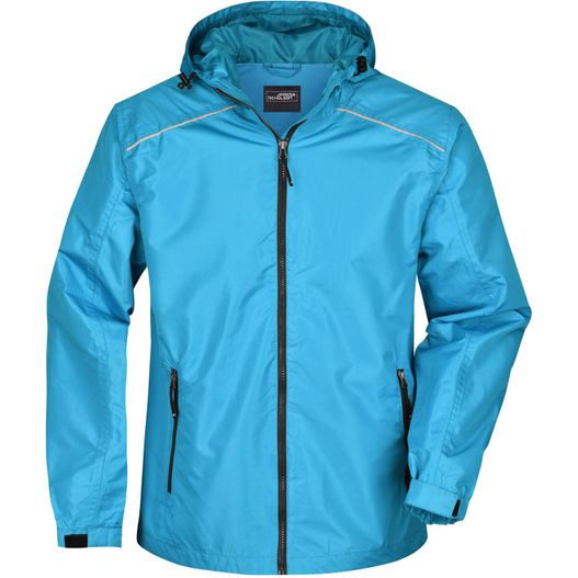 eine blaue jacke mit kapuze und reißverschluss Men's Rain Jacket - Sportliche, funktionale Outdoorjacke (Bild 1)